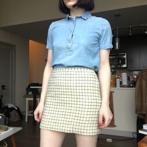 Madewell cream city grid skirt